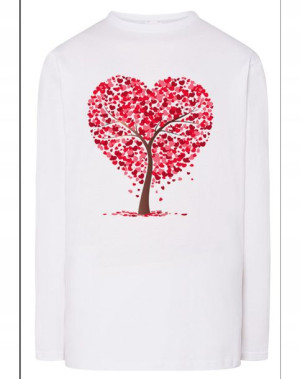 Walentynki Longsleeve nadruk Serca Drzewo r.S