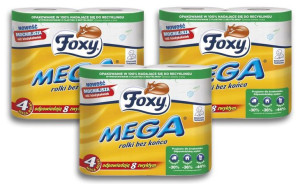 Papier toaletowy 3-warstwowy FOXY MEGA 4 rolki x3