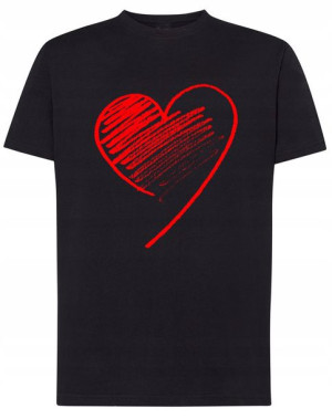 Walentynki T-Shirt męski nadruk Czerwone SERCE L