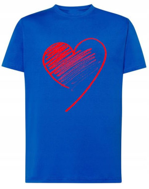 Walentynki T-Shirt męski nadruk Czerwone SERCE S
