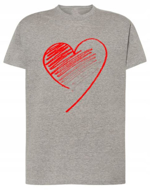 Walentynki T-Shirt męski nadruk Czerwone SERCE S