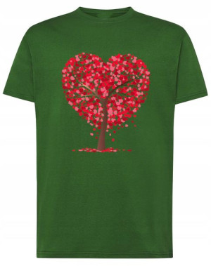 Walentynki T-Shirt męski nadruk Drzewo Serca r.M