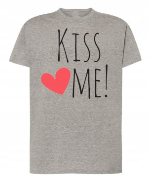 Walentynki T-Shirt męski nadruk Kiss Me Serce M