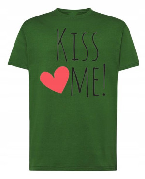 Walentynki T-Shirt męski nadruk Kiss Me Serce XXL