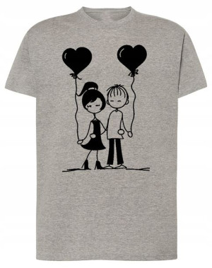 Walentynki T-Shirt męski nadruk Para Serce r.L