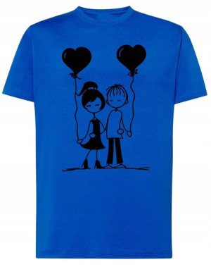 Walentynki T-Shirt męski nadruk Para Serce r.S