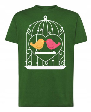 Walentynki T-Shirt męski nadruk Ptaszki Miłość L
