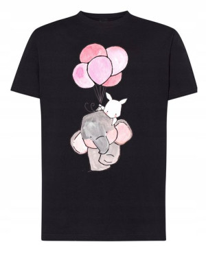 Walentynki T-Shirt męski nadruk Słonik Balony 3XL