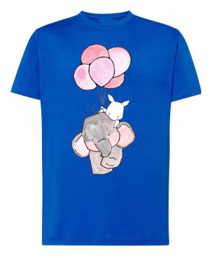 Walentynki T-Shirt męski nadruk Słonik Balony 4XL
