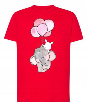 Walentynki T-Shirt męski nadruk Słonik Balony 5XL