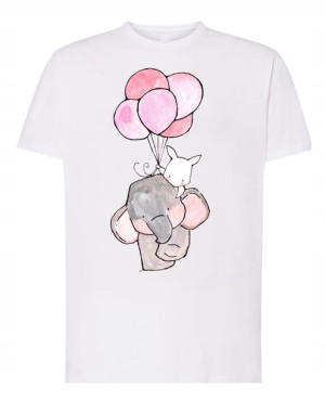 Walentynki T-Shirt męski nadruk Słonik Balony L