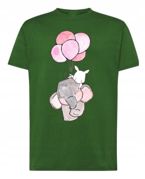 Walentynki T-Shirt męski nadruk Słonik Balony M