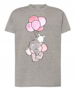 Walentynki T-Shirt męski nadruk Słonik Balony XS