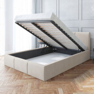 Łóżko 160x200 tapicerowane stelaż materac AMBER