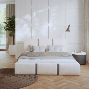Łóżko 140x200 tapicerowane stelaż materac PLATINUM