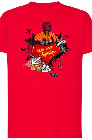 We love Spain T-Shirt Męski Nadruk Modny r.S
