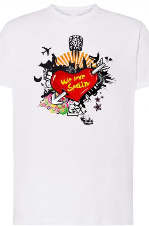 We love Spain T-Shirt Męski Nadruk Modny r.XS