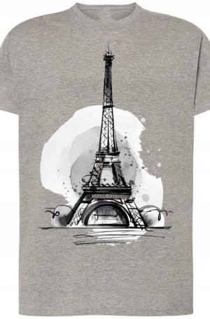 Wieża Eiffla Męski Modny T-shirt Nadruk Rozm.XL