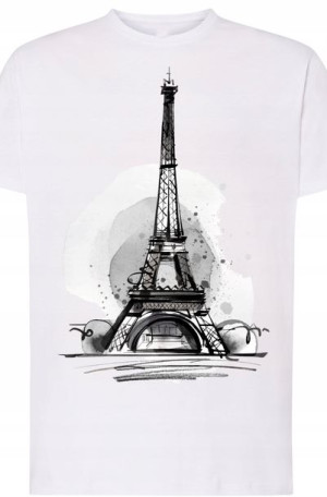 Wieża Eiffla Męski Modny T-shirt Nadruk Rozm.XL