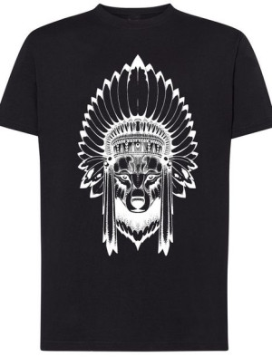 Wilk Indianin Męski T-shirt Modny Nadruk Rozm.S