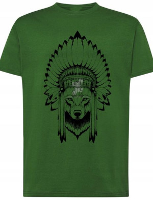 Wilk Indianin Męski T-shirt Modny Nadruk Rozm.S