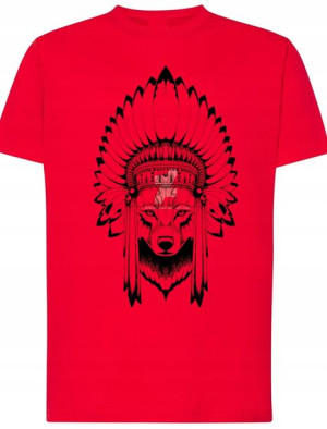 Wilk Indianin Męski T-shirt Modny Nadruk Rozm.XXL