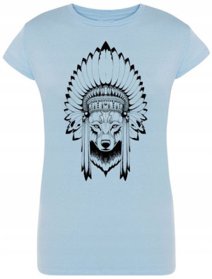 Wilk Indianin Modny T-shirt Lato Nadruk R.S