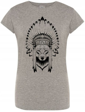 Wilk Indianin Modny T-shirt Lato Nadruk R.XXL