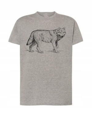 Wilk Las T-shirt Męski Modny Nadruk Top R. Xl