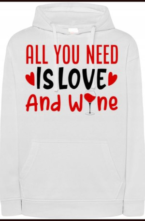 Wine and Love Walentynki Bluza Kaptur r.M