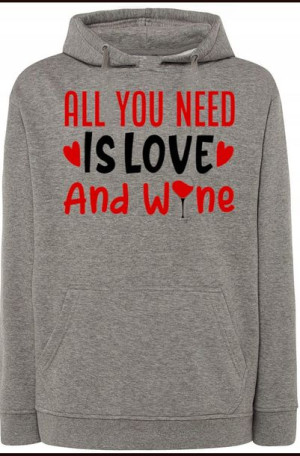 Wine and Love Walentynki Bluza Kaptur r.M