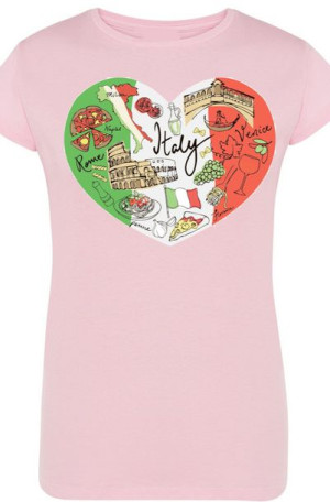 Włochy Damski Modny T-Shirt Nadruk Rozm.L
