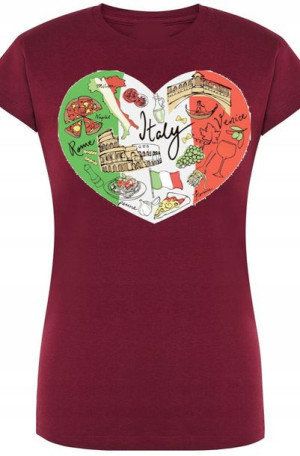 Włochy Damski Modny T-Shirt Nadruk Rozm.XXL