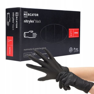 RĘKAWICE rękawiczki NITRYLOWE BEZPUDROWE black L