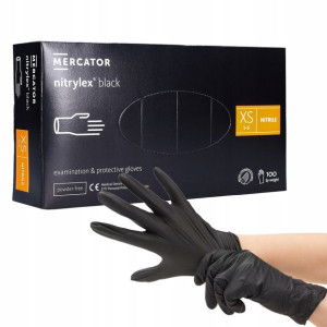 RĘKAWICE rękawiczki NITRYLOWE BEZPUDROWE black XS