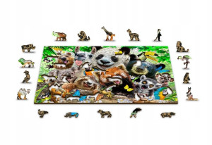 Drewniane Puzzle z figurkami – Wesołe Selfie-Misie
