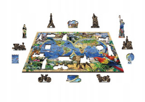 Drewniane Puzzle z figurkami – Zwierzęta świata