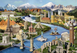 Drewniane Puzzle z figurkami – Atrakcje świata