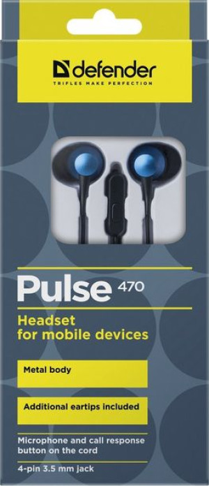 Słuchawki Defender Douszne Z Mikrofonem Pulse 470 Czarno-niebieskie