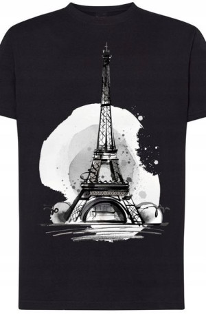 Wieża Eiffla Męski Modny T-shirt Nadruk Rozm.XXL