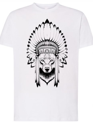 Wilk Indianin Męski T-shirt Modny Nadruk Rozm.M