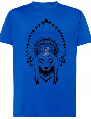 Wilk Indianin Męski T-shirt Modny Nadruk Rozm.XXL