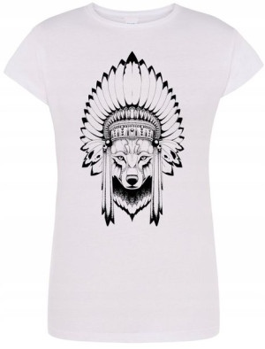 Wilk Indianin Modny T-shirt Lato Nadruk R.M