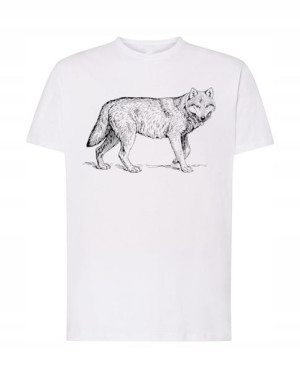 Wilk Las T-shirt Męski Modny Nadruk Top R. Xs