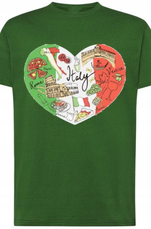 Włochy Serce Męski T-Shirt ##_nadruk Rozm.5XL