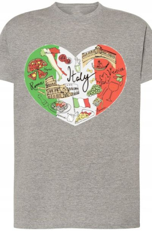 Włochy Serce Męski T-Shirt ##_nadruk Rozm.S