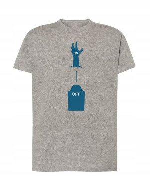 Zabawny T-Shirt nadruk Grób ON OFF Rozm.XS