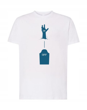Zabawny T-Shirt nadruk Grób ON OFF Rozm.XXL