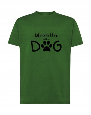 Życie jest lepsze z Psem T-shirt Nadruk Rozm.3XL