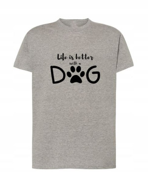 Życie jest lepsze z Psem T-shirt Nadruk Rozm.5XL